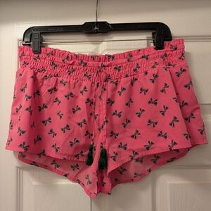 aerie Pink Bow Print Pajama Shorts Size M